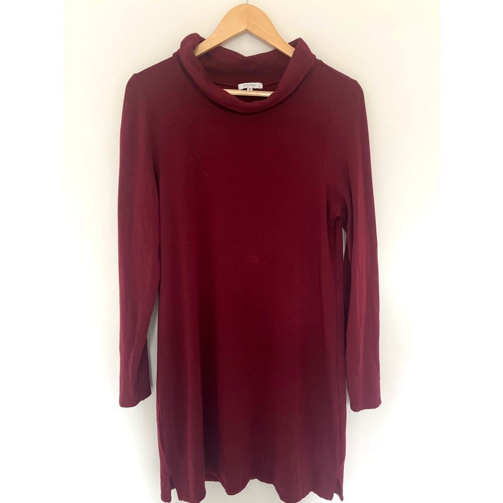 Z Supply Jersey Knit Dress Medium Maroon Cowl Neck